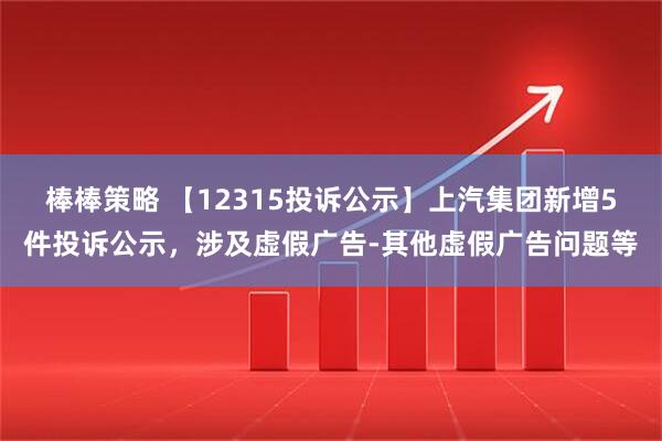 棒棒策略 【12315投诉公示】上汽集团新增5件投诉公示，涉及虚假广告-其他虚假广告问题等