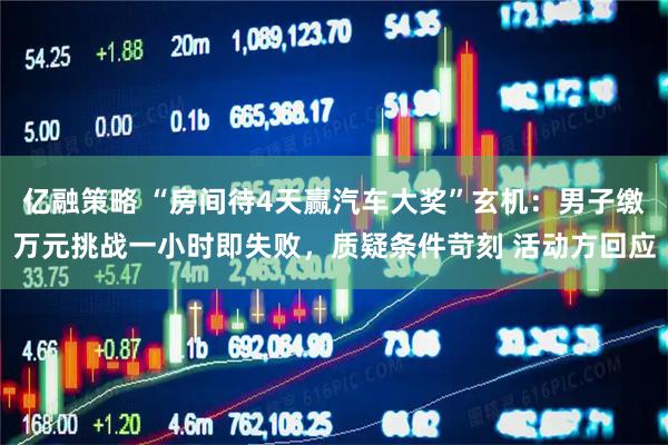 亿融策略 “房间待4天赢汽车大奖”玄机：男子缴万元挑战一小时即失败，质疑条件苛刻 活动方回应